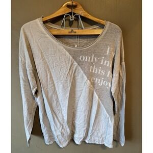 Grey Violet Long Sleeve Top Womens‎ One Size Multicolor New Made In Italy Cotton